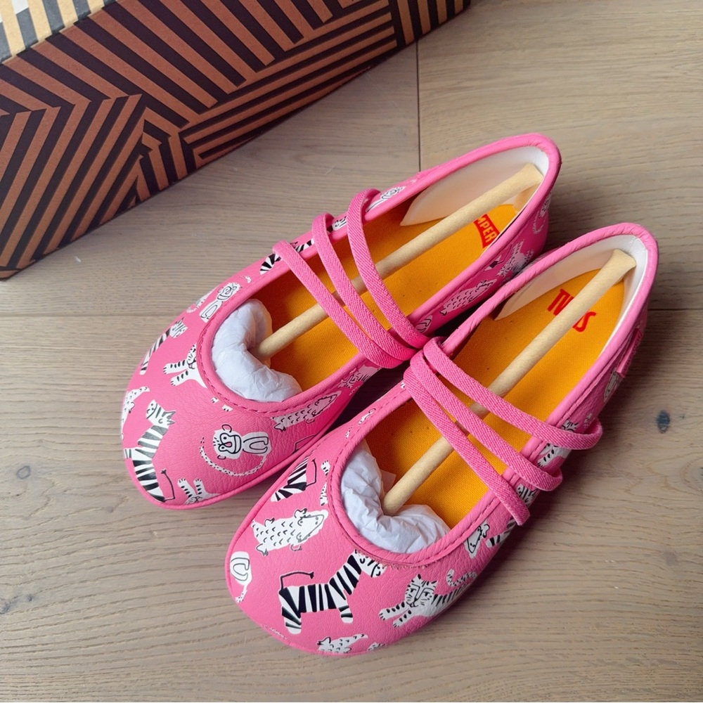 Camper Twins Pink leather ballerinas for kids
